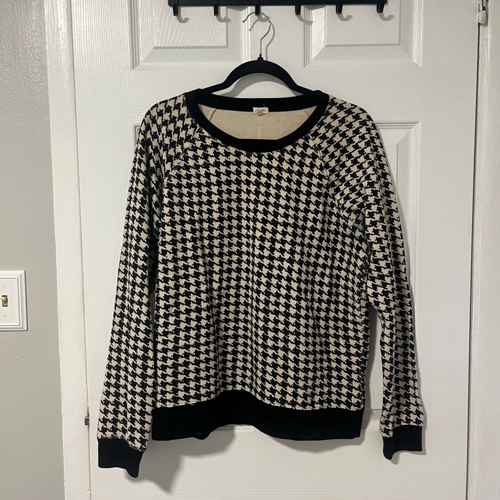 J Crew houndstooth print crewneck sweater